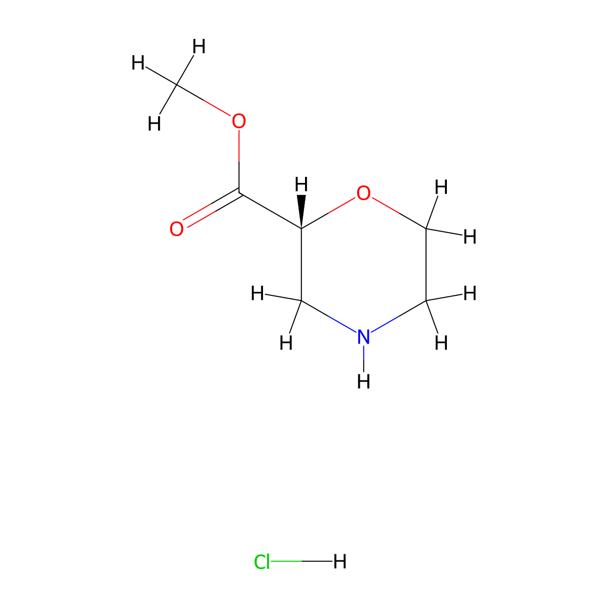 (R)-methyl morpholine-2-carboxylate hydrochloride molecular structure, CAS 1352709-55-7