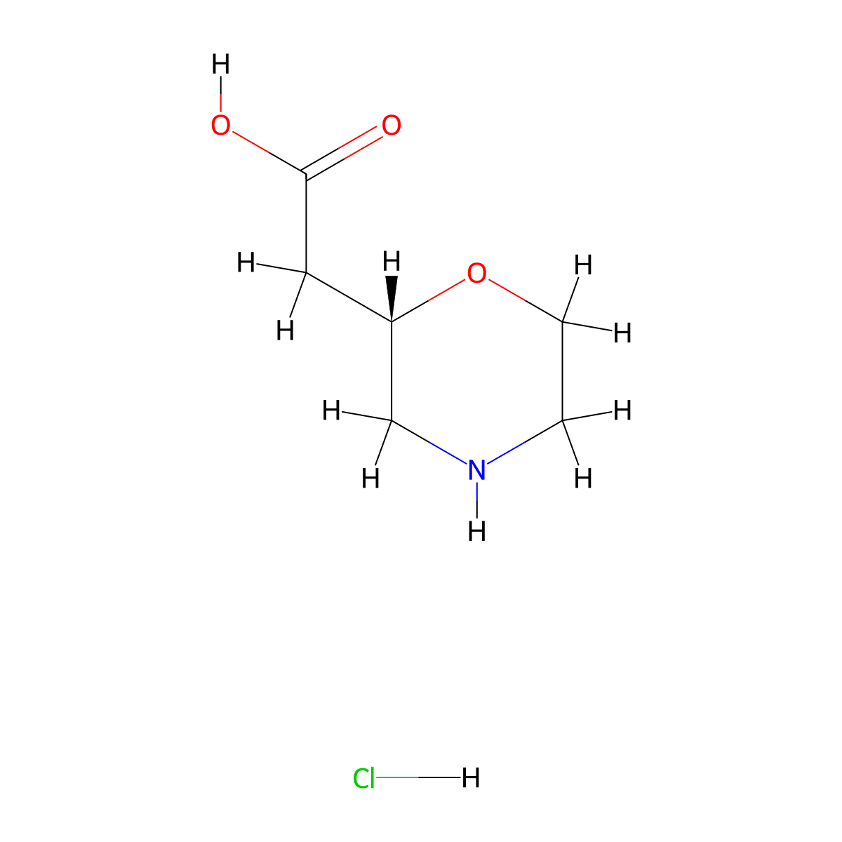 (S)-2-(Morpholin-2-yl)acetic acid hydrochloride molecular structure, CAS 1352709-57-9