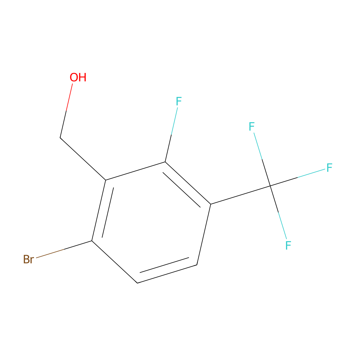 (6-Bromo-2-fluoro-3-(trifluoromethyl)phenyl)methanol molecular structure, CAS 1352718-85-4