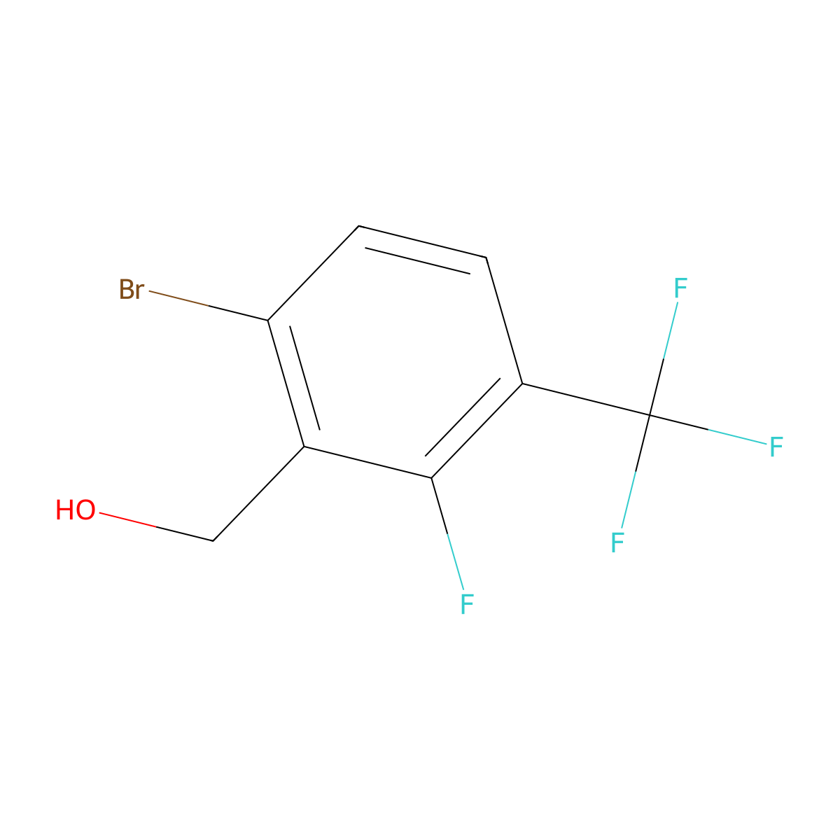 (6-Bromo-2-fluoro-3-(trifluoromethyl)phenyl)methanol molecular structure, CAS 1352718-85-4