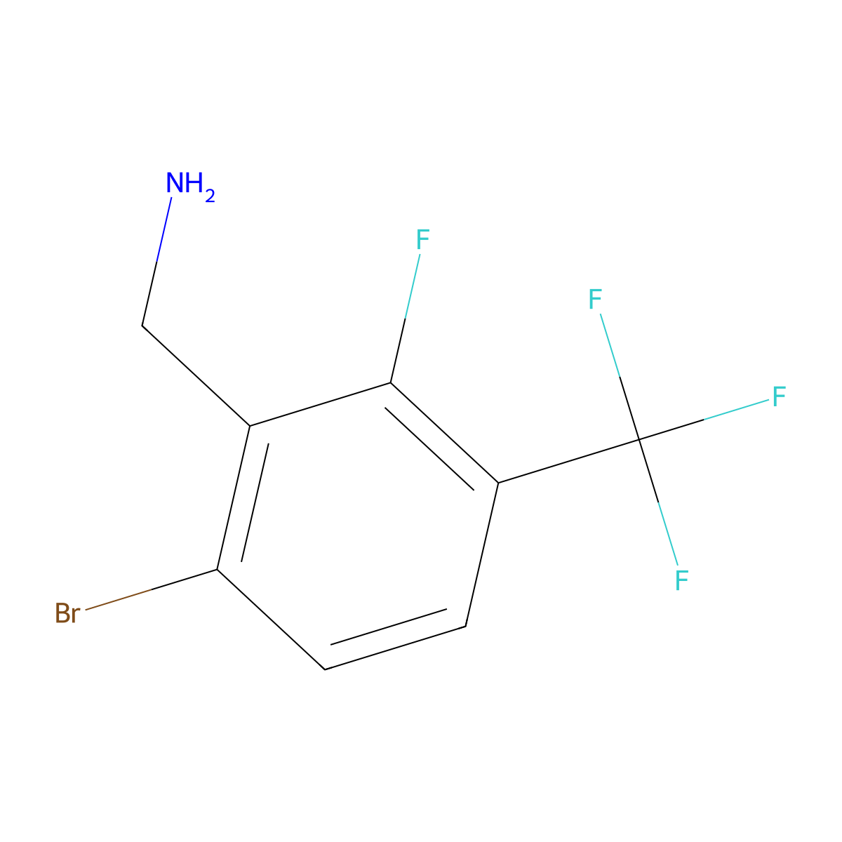 (6-Bromo-2-fluoro-3-(trifluoromethyl)phenyl)methanamine molecular structure, CAS 1352718-91-2
