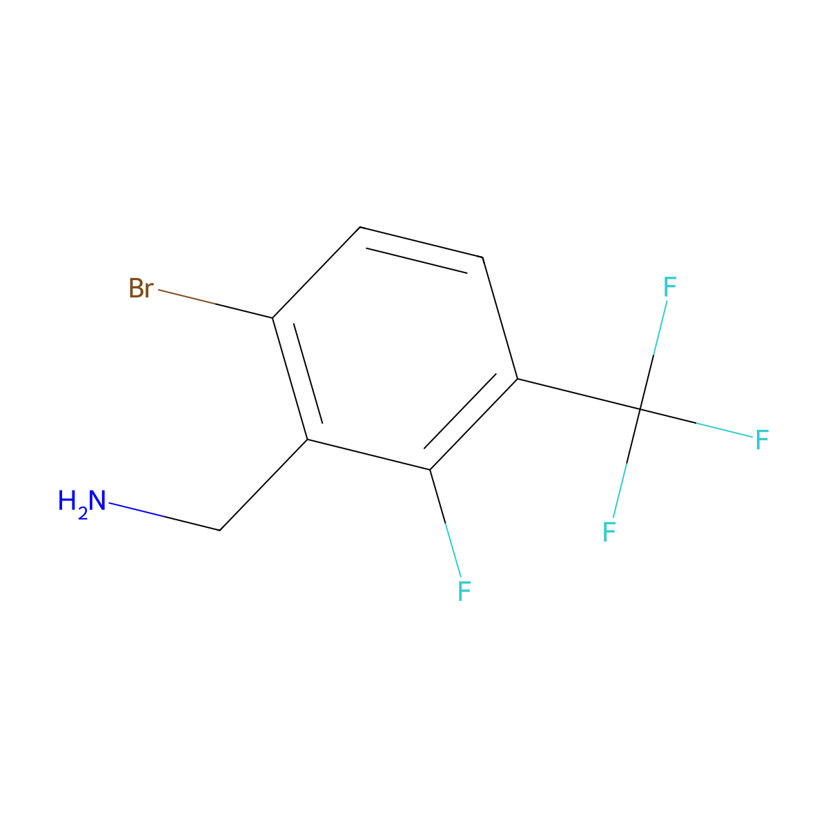 (6-Bromo-2-fluoro-3-(trifluoromethyl)phenyl)methanamine molecular structure, CAS 1352718-91-2
