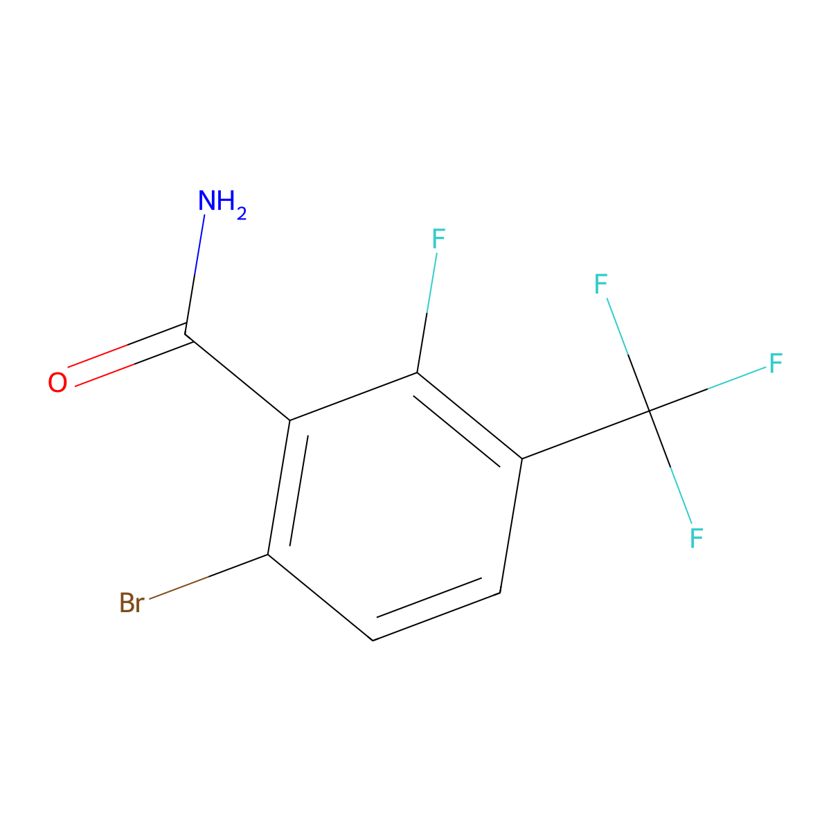 6-Bromo-2-fluoro-3-(trifluoromethyl)benzamide molecular structure, CAS 1352719-16-4