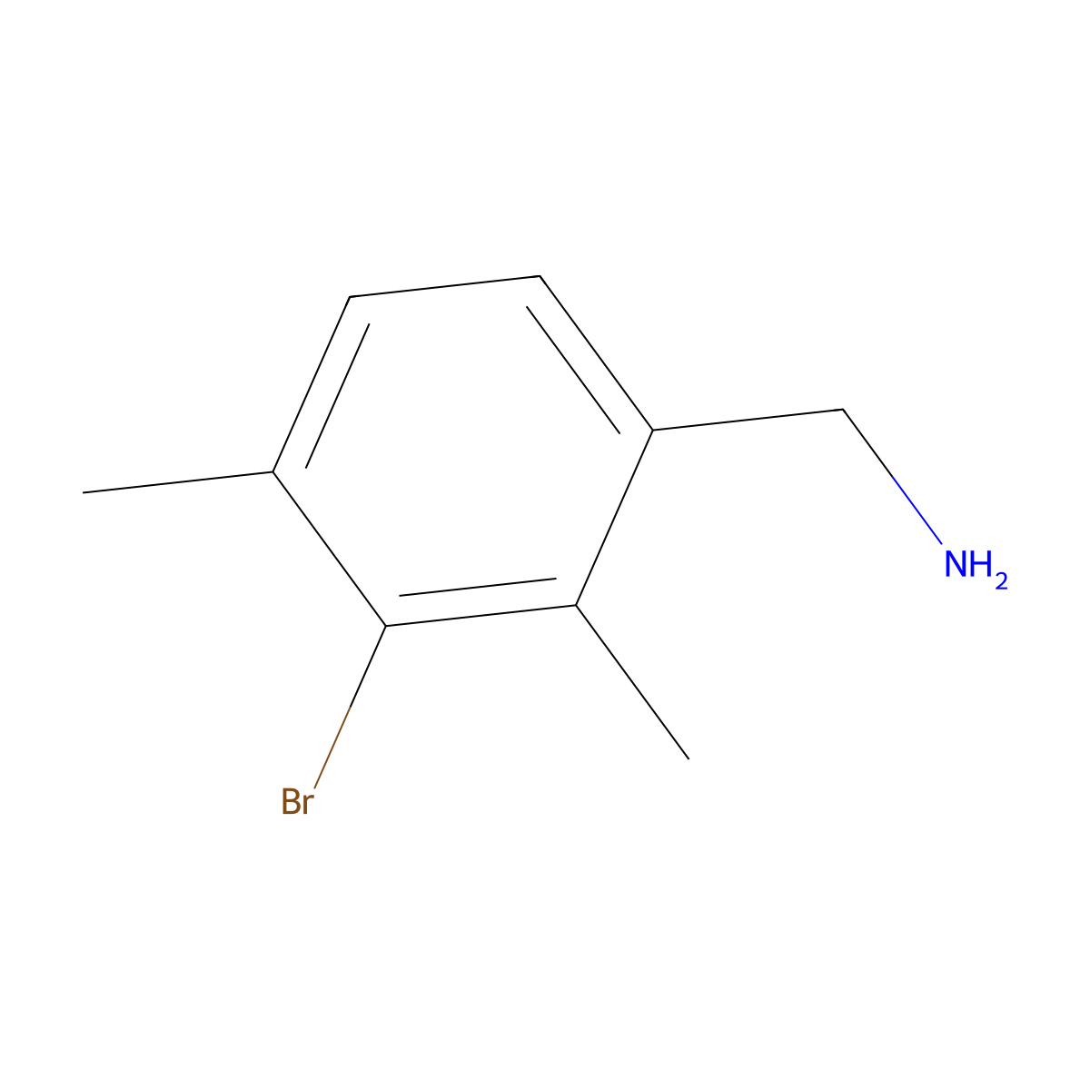 (3-Bromo-2,4-dimethylphenyl)methanamine molecular structure, CAS 1352719-25-5