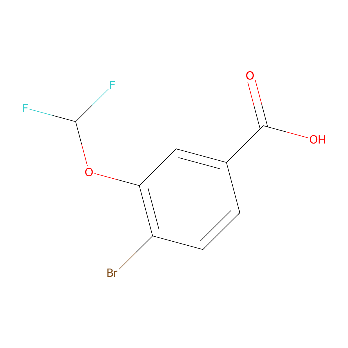 4-Bromo-3-(difluoromethoxy)benzoic acid molecular structure, CAS 1352719-48-2