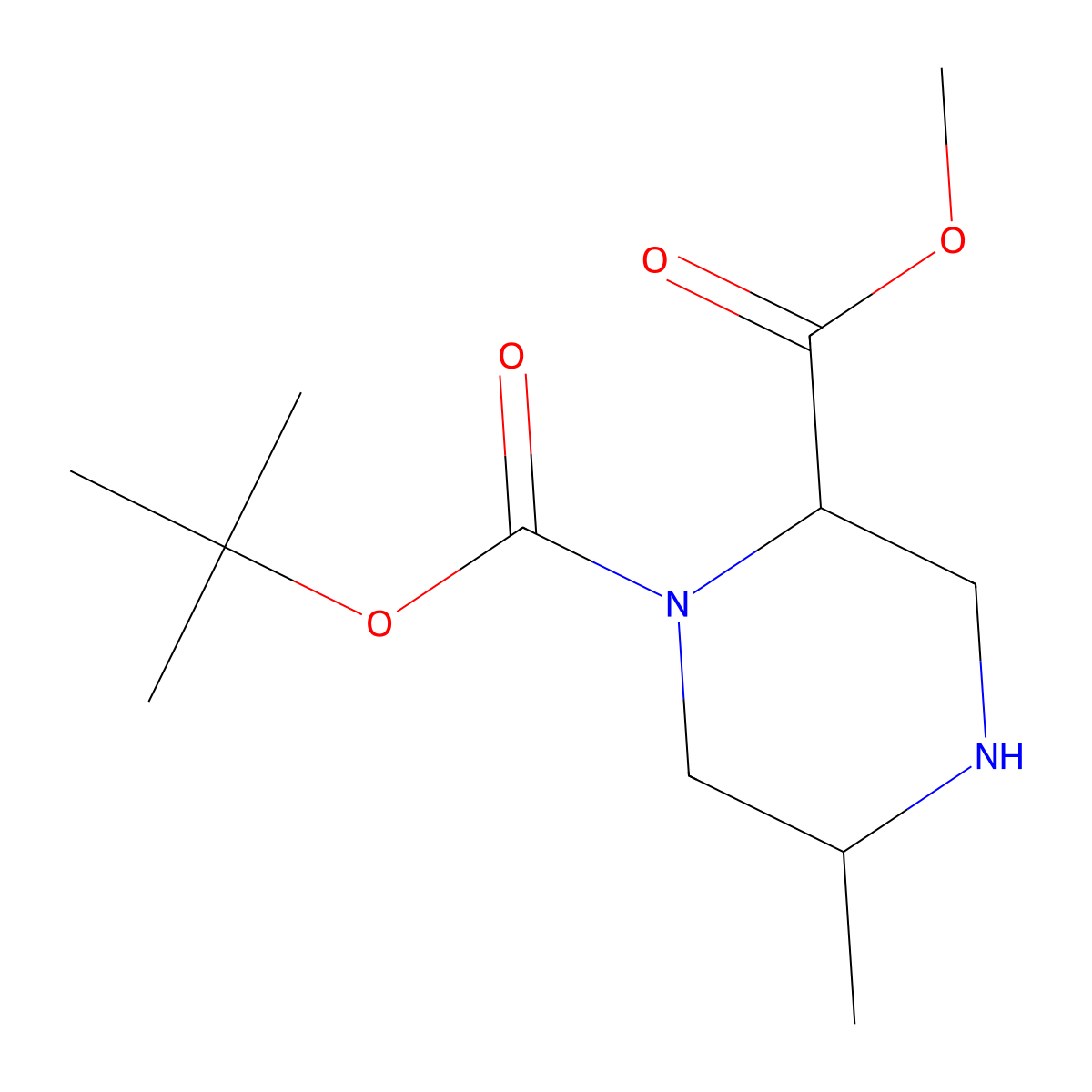 O1-tert-butyl O2-methyl 5-methylpiperazine-1,2-dicarboxylate molecular structure, CAS 1352719-64-2