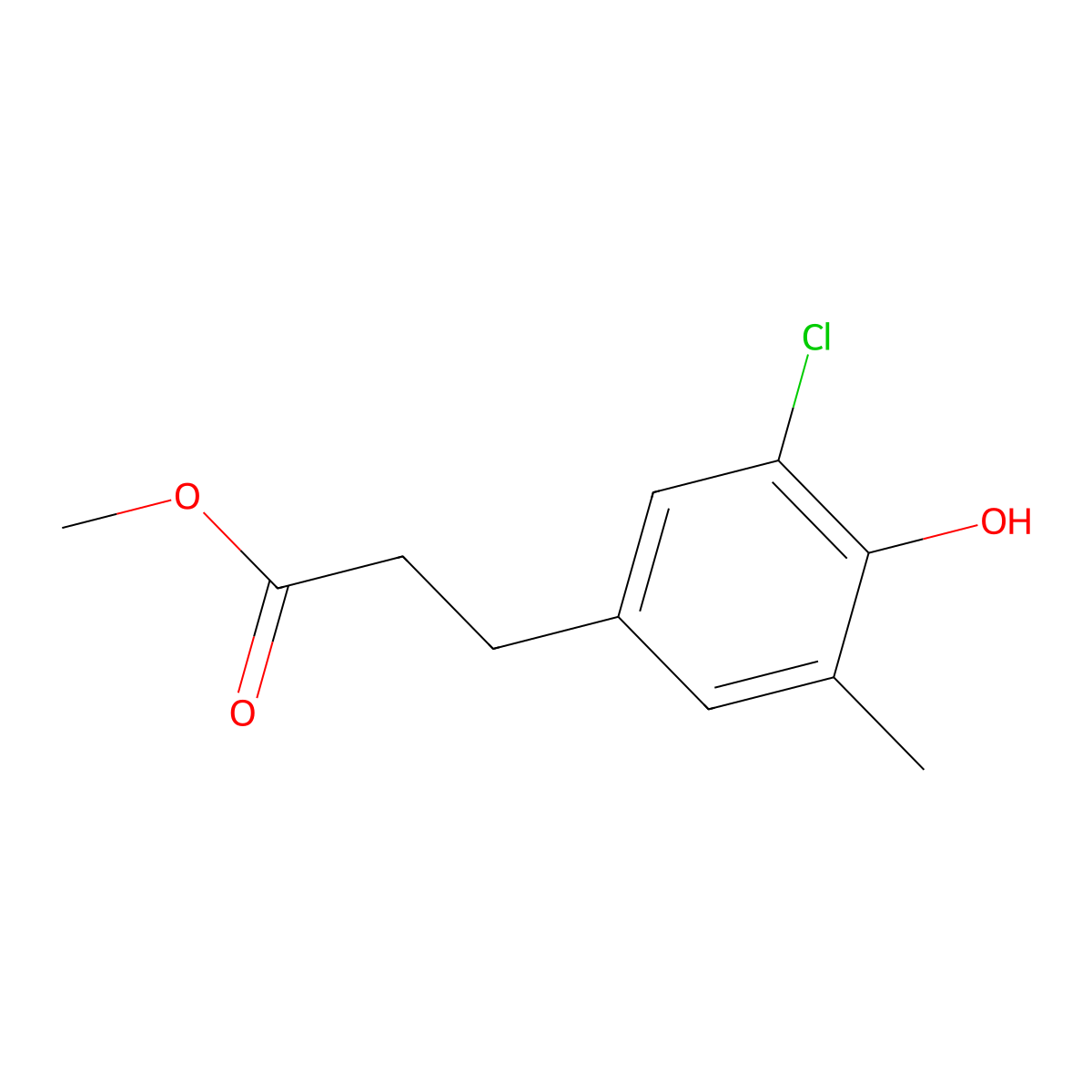 Methyl 3-(3-chloro-4-hydroxy-5-methyl-phenyl)propanoate molecular structure, CAS 1352719-77-7