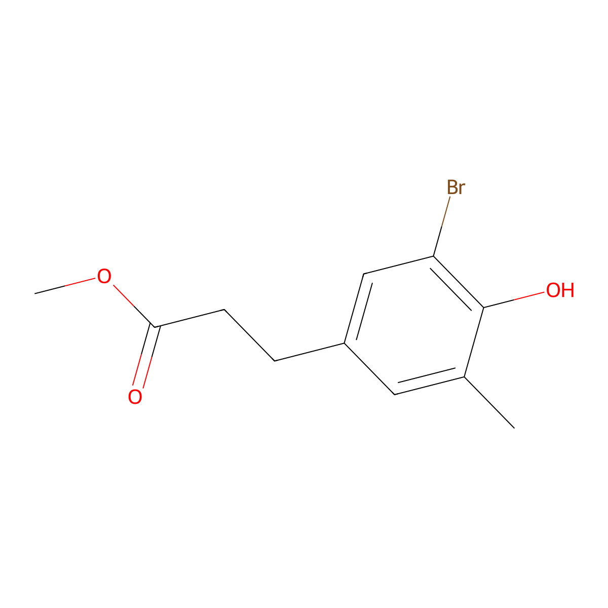 Methyl 3-(3-bromo-4-hydroxy-5-methyl-phenyl)propanoate molecular structure, CAS 1352719-80-2