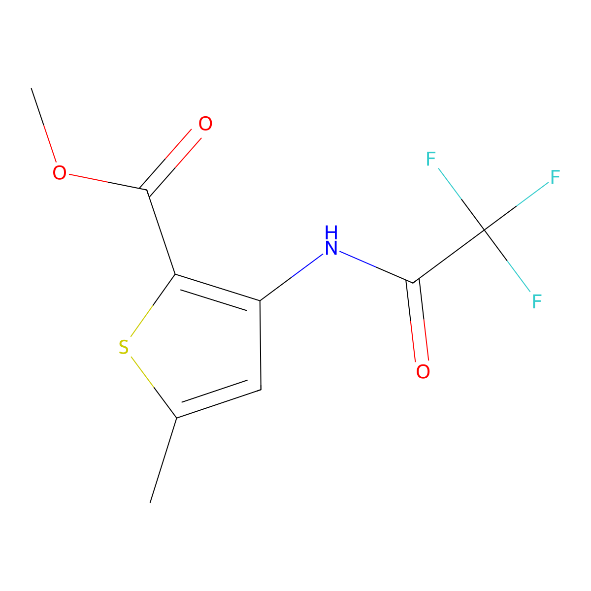 Methyl 5-methyl-3-(2,2,2-trifluoroacetamido)thiophene-2-carboxylate molecular structure, CAS 1352723-61-5