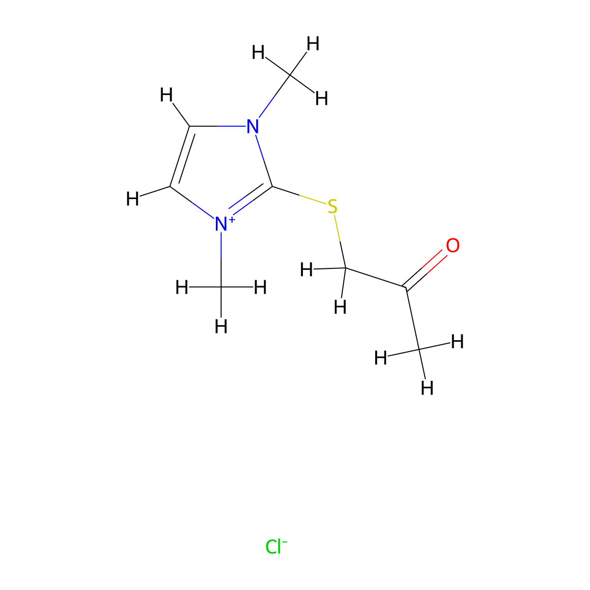 1,3-dimethyl-2-[(2-oxopropyl)sulfanyl]-1H-imidazol-3-ium chloride molecular structure, CAS 135273-74-4