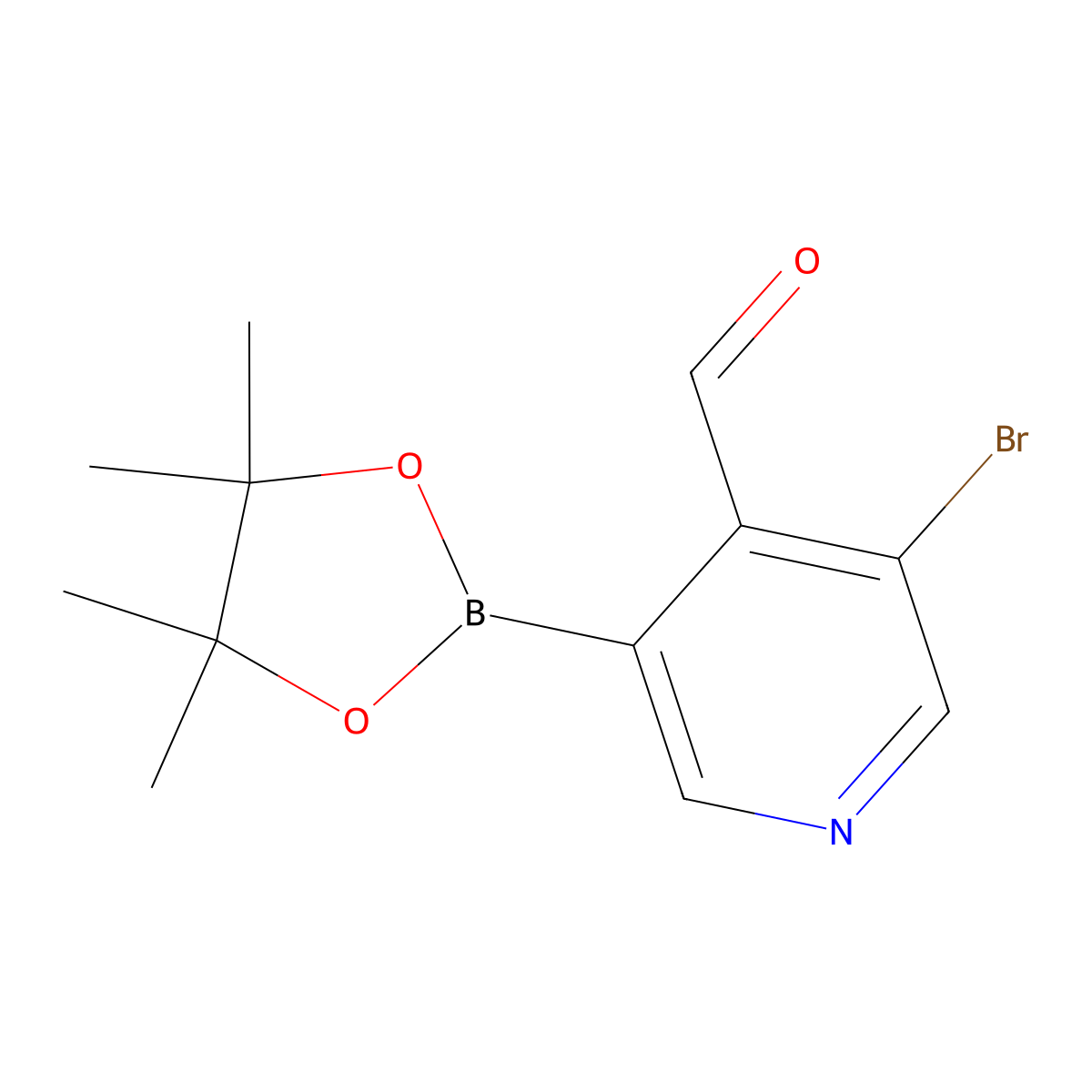 3-Bromo-5-(tetramethyl-1,3,2-dioxaborolan-2-yl)pyridine-4-carbaldehyde molecular structure, CAS 1352730-18-7
