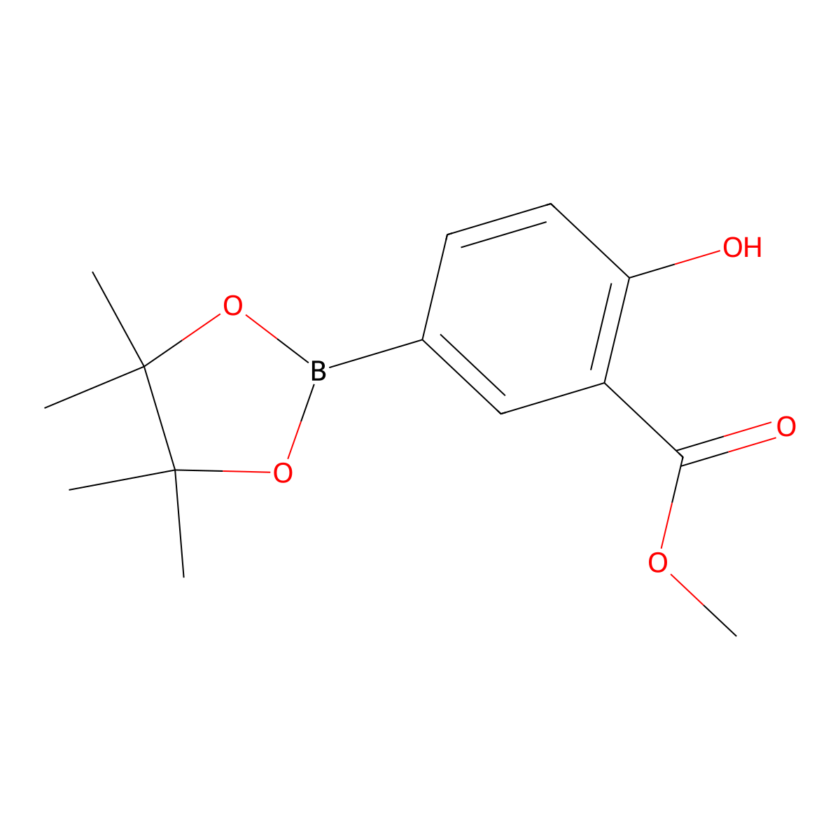 Methyl 2-hydroxy-5-(4,4,5,5-tetramethyl-1,3,2-dioxaborolan-2-yl)benzoate molecular structure, CAS 1352730-33-6