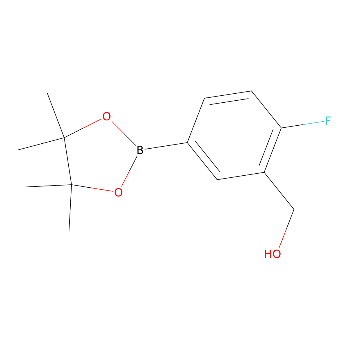 (2-Fluoro-5-(4,4,5,5-tetramethyl-1,3,2-dioxaborolan-2-yl)phenyl)methanol molecular structure, CAS 1352733-99-3