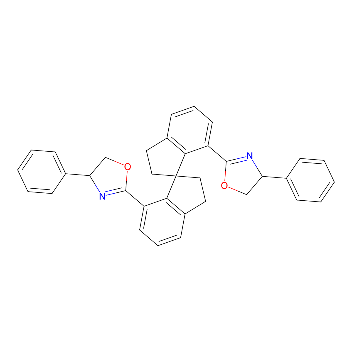 (4R,4 inverted exclamation markaR)-2,2 inverted exclamation marka-[(1R)-2,2 inverted exclamation marka,3,3 inverted exclamation marka-tetrahydro-1,1 inverted exclamation marka-spirobi[1H-indene]-7,7 inverted exclamation marka-diyl]bis[4,5-dihydro-4-phenyloxazole] molecular structure, CAS 1352739-17-3