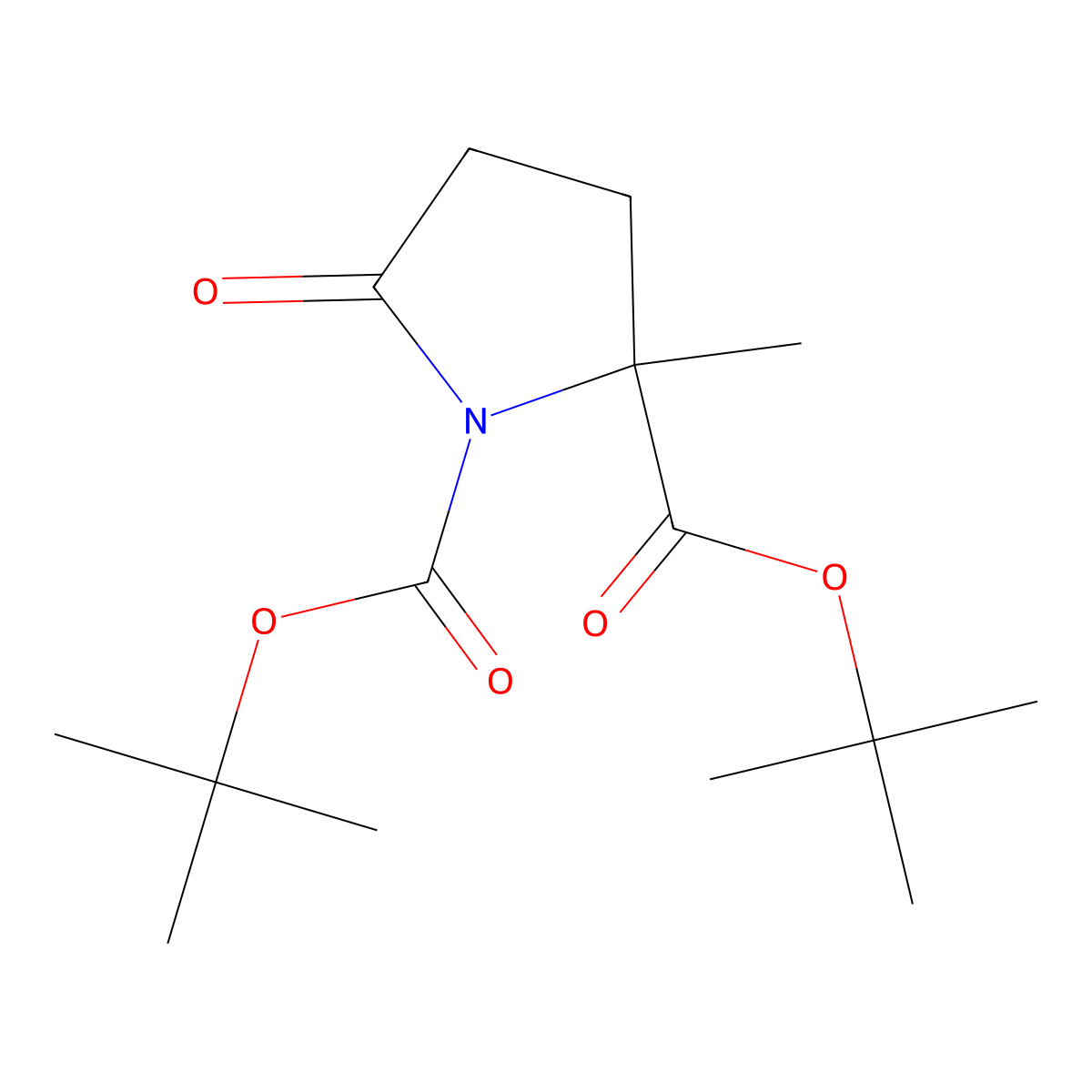 1,2-Di-tert-butyl 2-methyl-5-oxopyrrolidine-1,2-dicarboxylate molecular structure, CAS 1352745-78-8