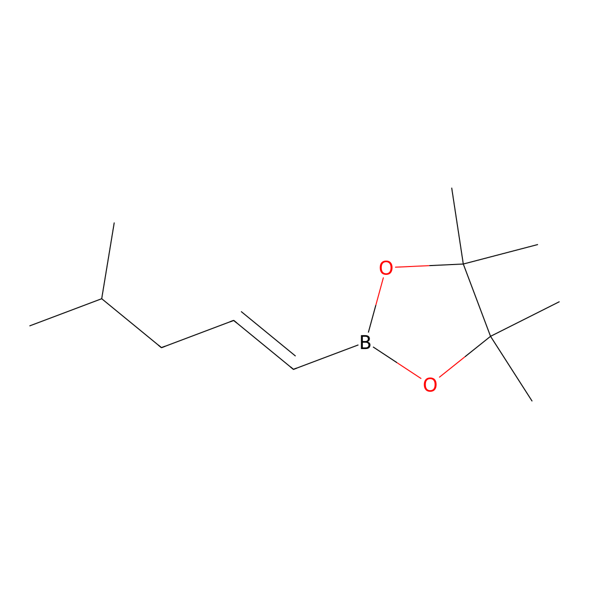 (E)-4,4,5,5-Tetramethyl-2-(4-methylpent-1-en-1-yl)-1,3,2-dioxaborolane molecular structure, CAS 1352747-93-3