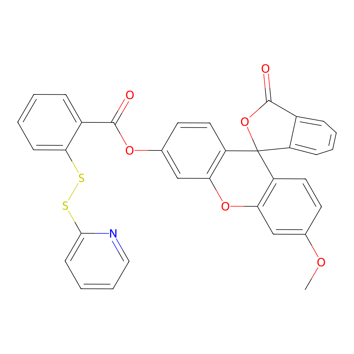 3'-methoxy-3-oxo-3H-spiro[isobenzofuran-1,9'-xanthen]-6'-yl 2-(pyridin-2-yldisulfaneyl)benzoate molecular structure, CAS 1352750-34-5
