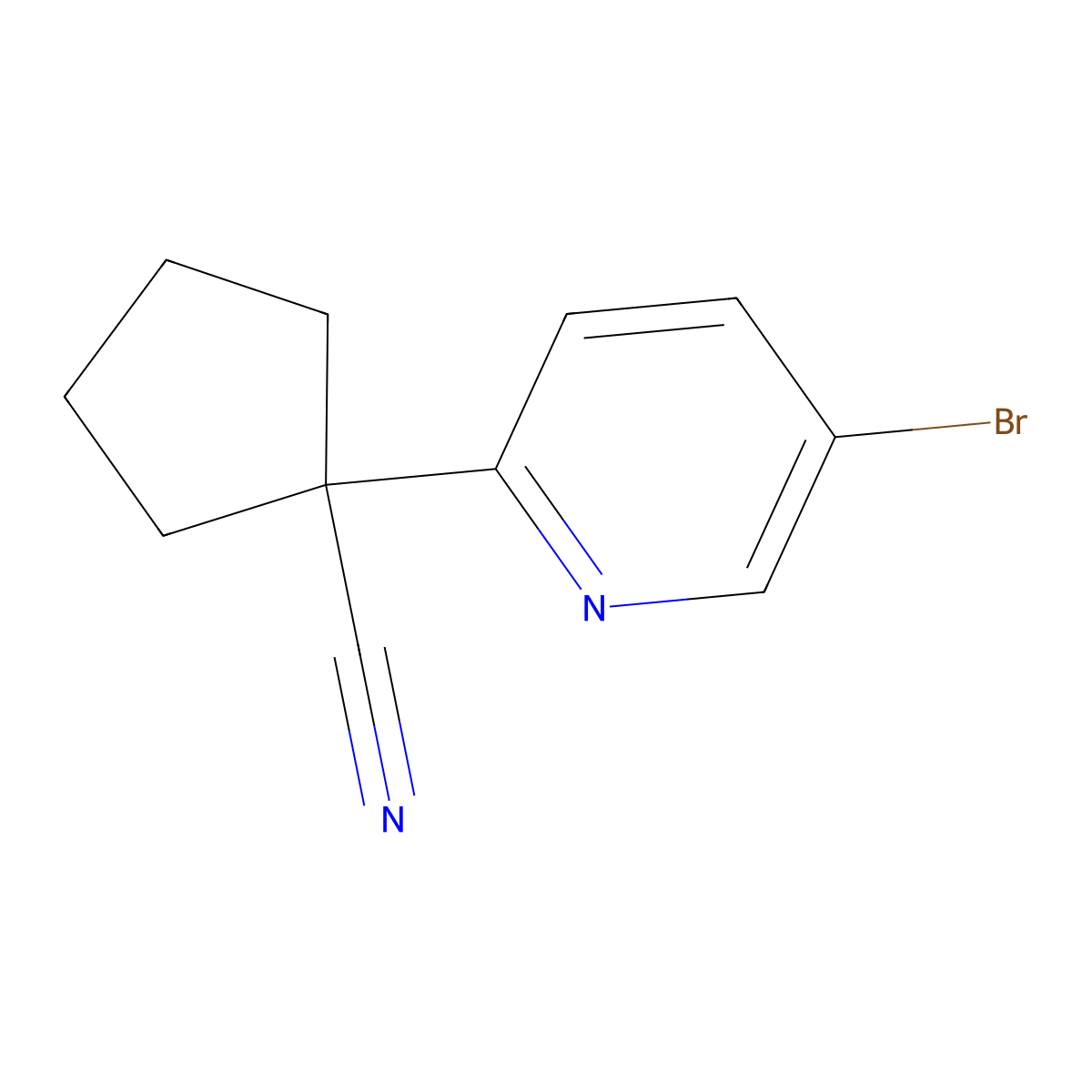 1-(5-Bromo-pyridin-2-yl)-cyclopentanecarbonitrile molecular structure, CAS 1352754-20-1