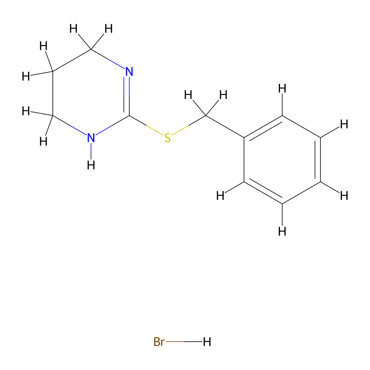 2-(Benzylsulfanyl)-1,4,5,6-tetrahydropyrimidine-hydrabromide molecular structure, CAS 135276-86-7