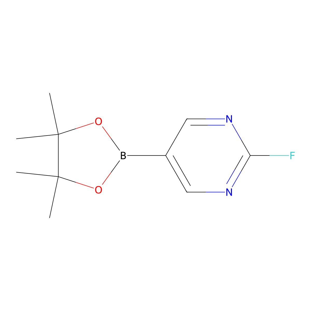 2-Fluoro-5-(tetramethyl-1,3,2-dioxaborolan-2-yl)pyrimidine molecular structure, CAS 1352796-65-6