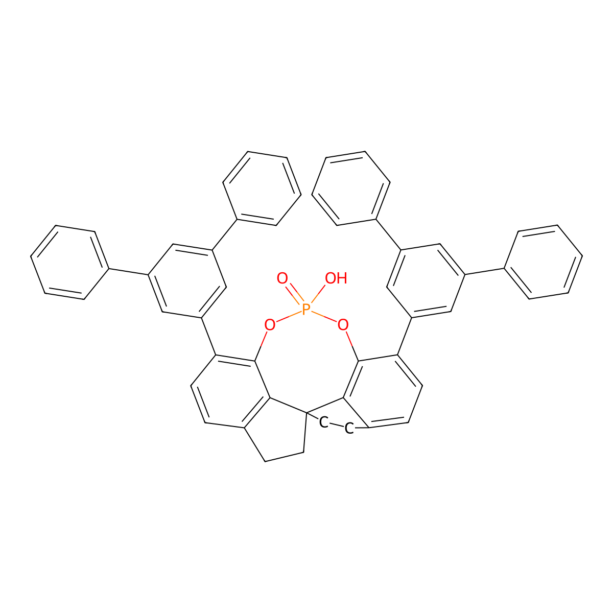 (11aR)-1,10-Di([1,1':3',1''-terphenyl]-5'-yl)-12-hydroxy-4,5,6,7-tetrahydrodiindeno[7,1-de:1',7'-fg][1,3,2]dioxaphosphocine 12-oxide molecular structure, CAS 1352810-38-8