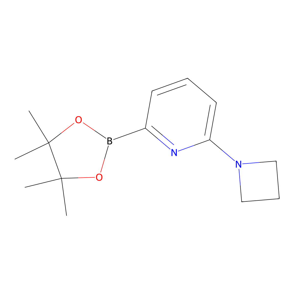 2-(Azetidin-1-yl)-6-(4,4,5,5-tetramethyl-1,3,2-dioxaborolan-2-yl)pyridine molecular structure, CAS 1352817-27-6