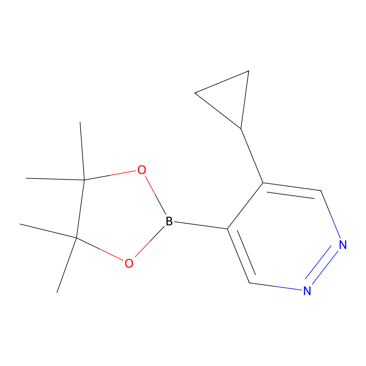 4-Cyclopropyl-5-(4,4,5,5-tetramethyl-1,3,2-dioxaborolan-2-yl)pyridazine molecular structure, CAS 1352818-93-9