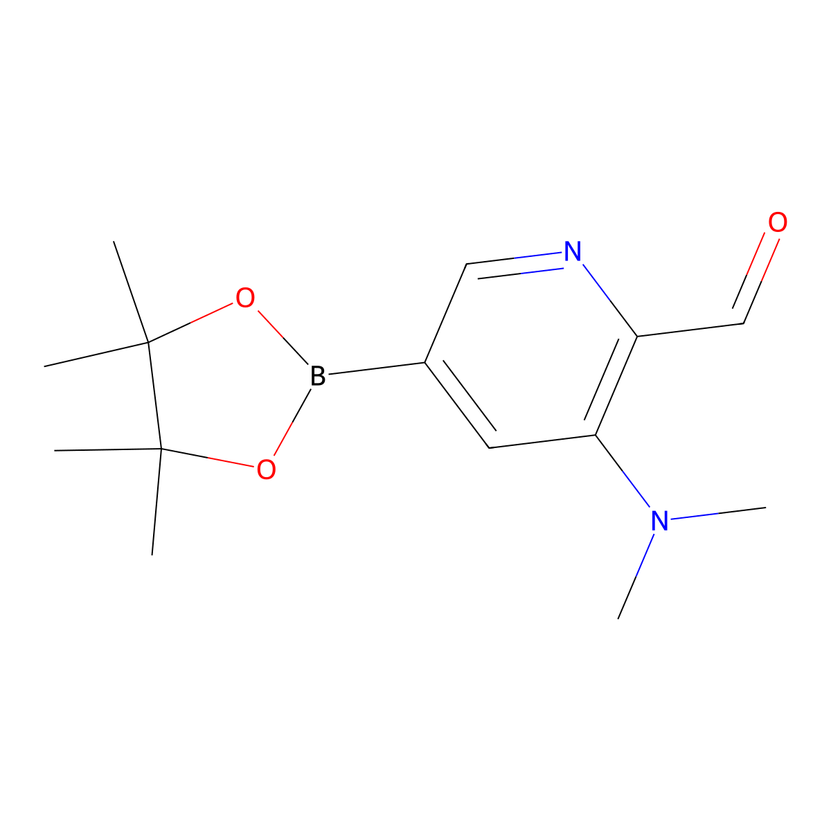 3-(Dimethylamino)-5-(4,4,5,5-tetramethyl-1,3,2-dioxaborolan-2-yl)picolinaldehyde molecular structure, CAS 1352819-35-2