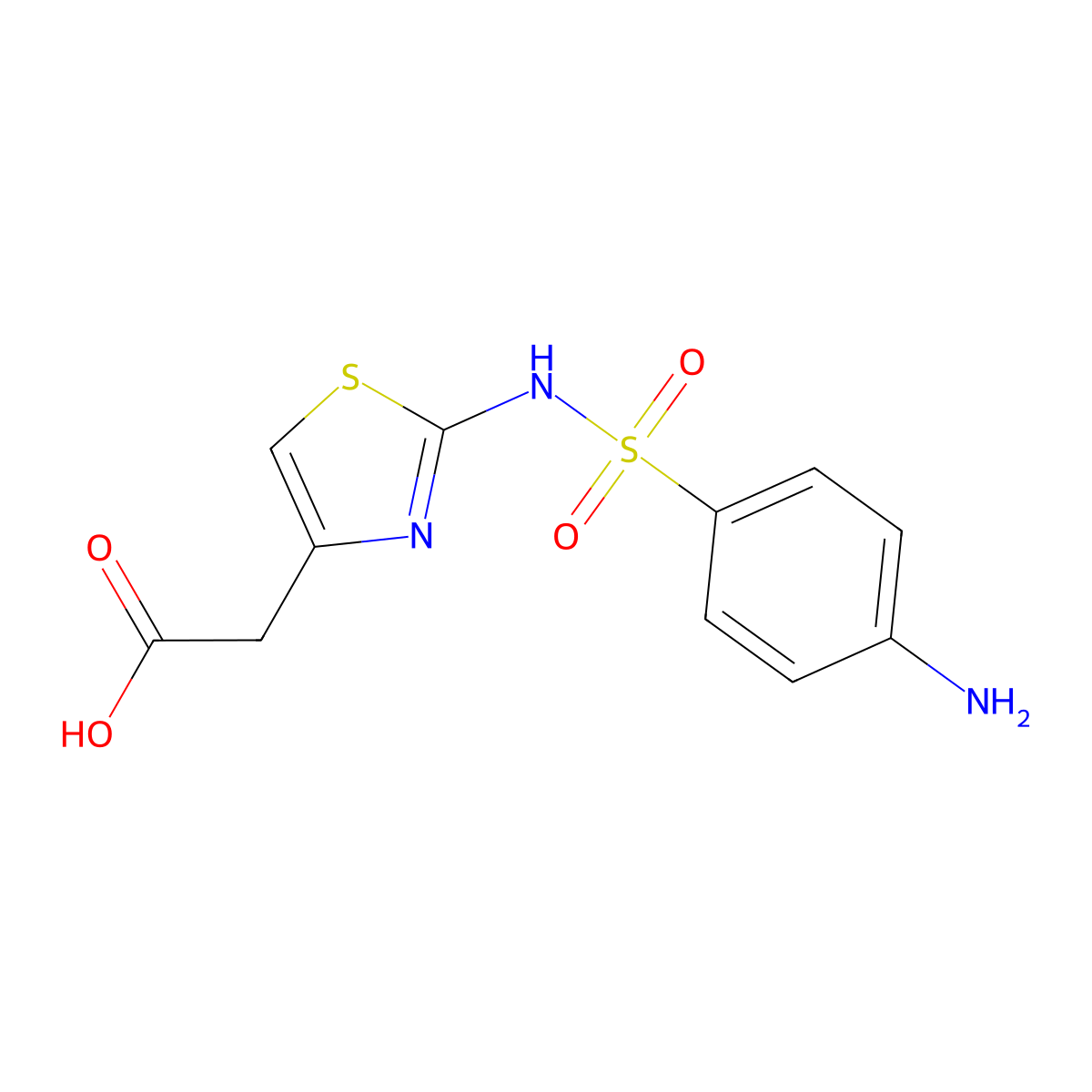 2-[[(4-Aminophenyl)sulfonyl]amino]-4-thiazoleacetic acid molecular structure, CAS 135285-81-3