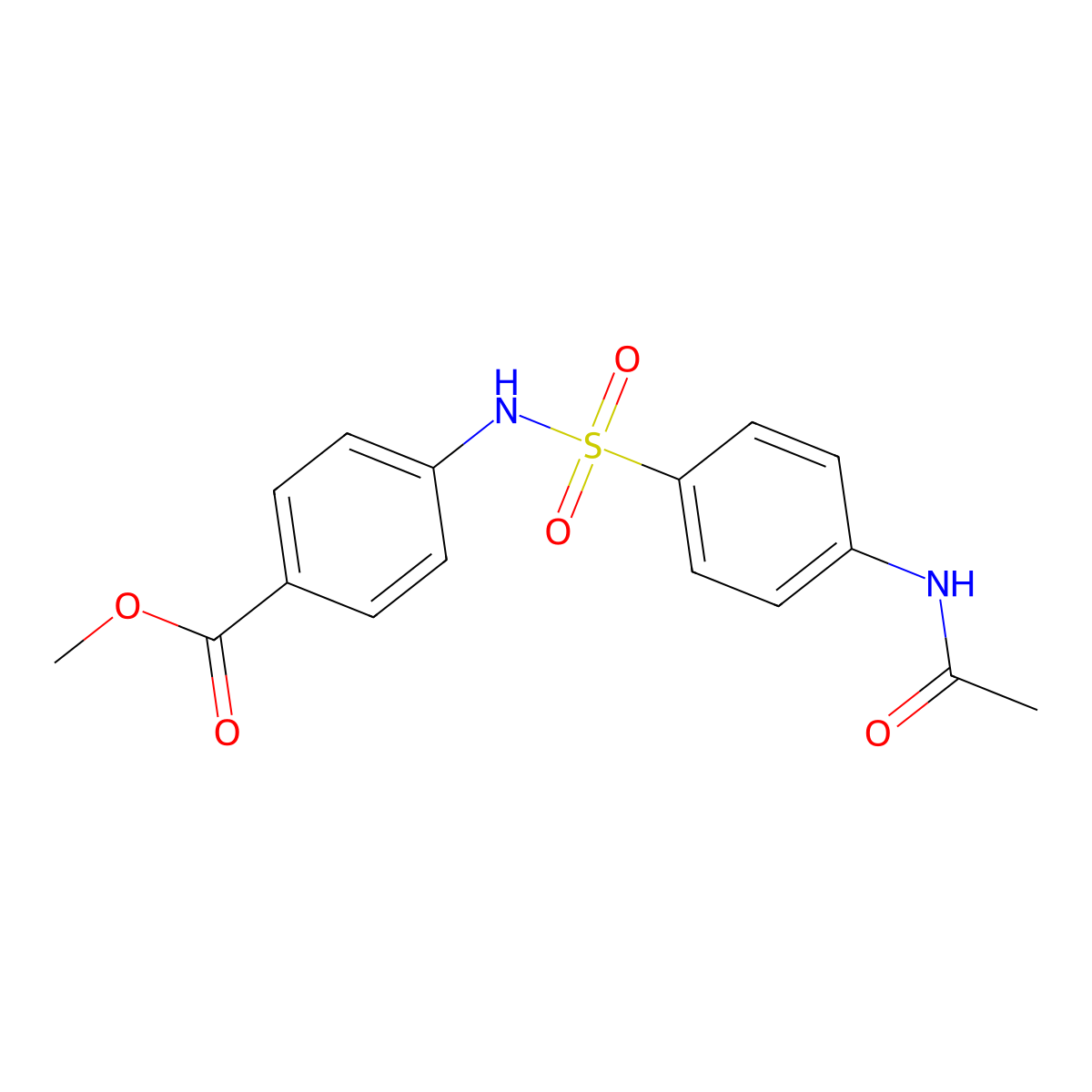 Methyl 4-({[4-(acetylamino)phenyl]sulfonyl}amino)benzoate molecular structure, CAS 135285-82-4