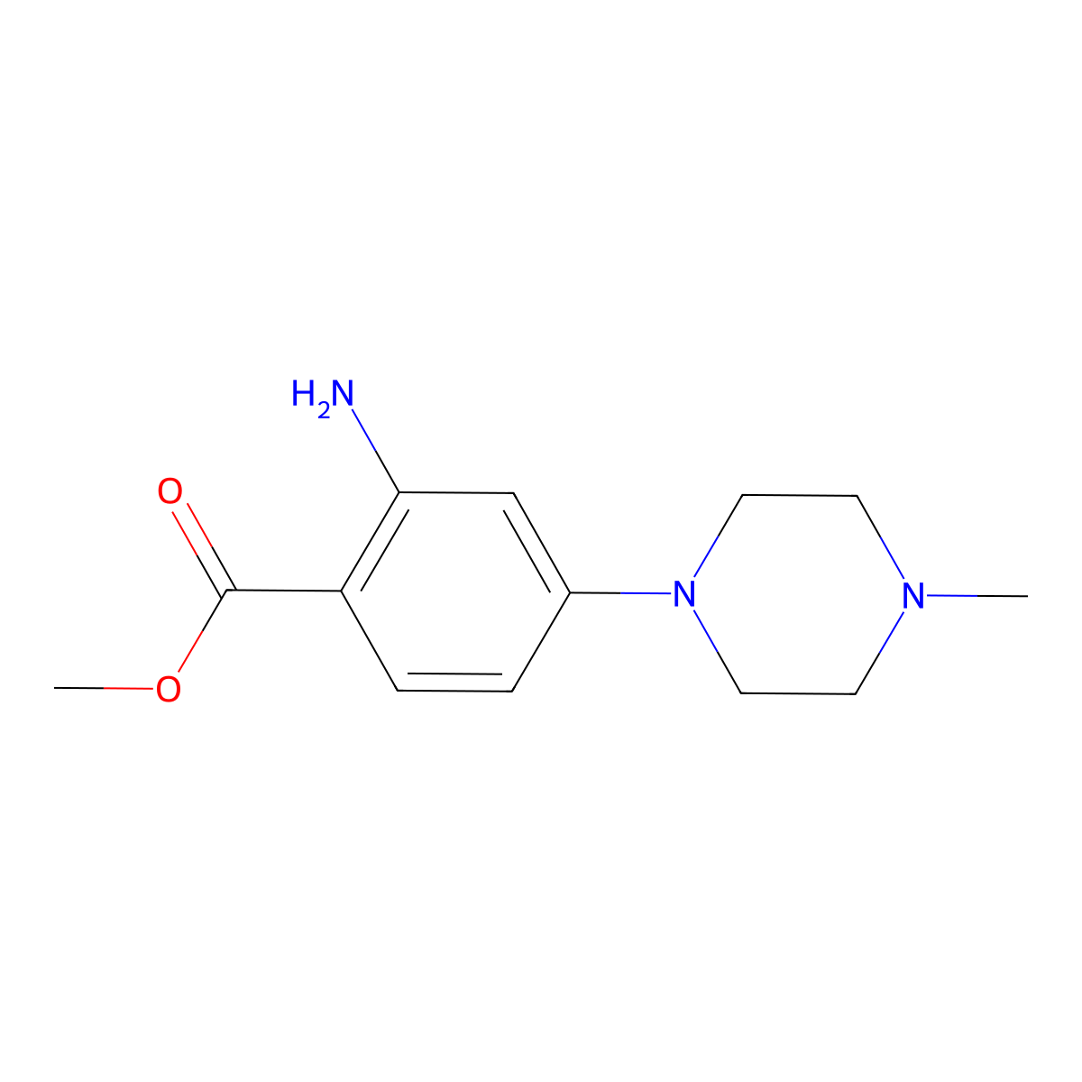 Methyl 2-amino-4-(4-methylpiperazin-1-yl)benzoate molecular structure, CAS 1352880-12-6