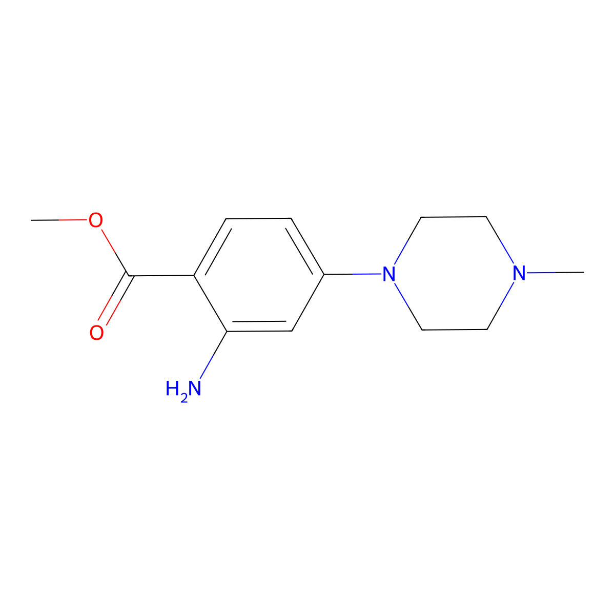 Methyl 2-amino-4-(4-methylpiperazin-1-yl)benzoate molecular structure, CAS 1352880-12-6