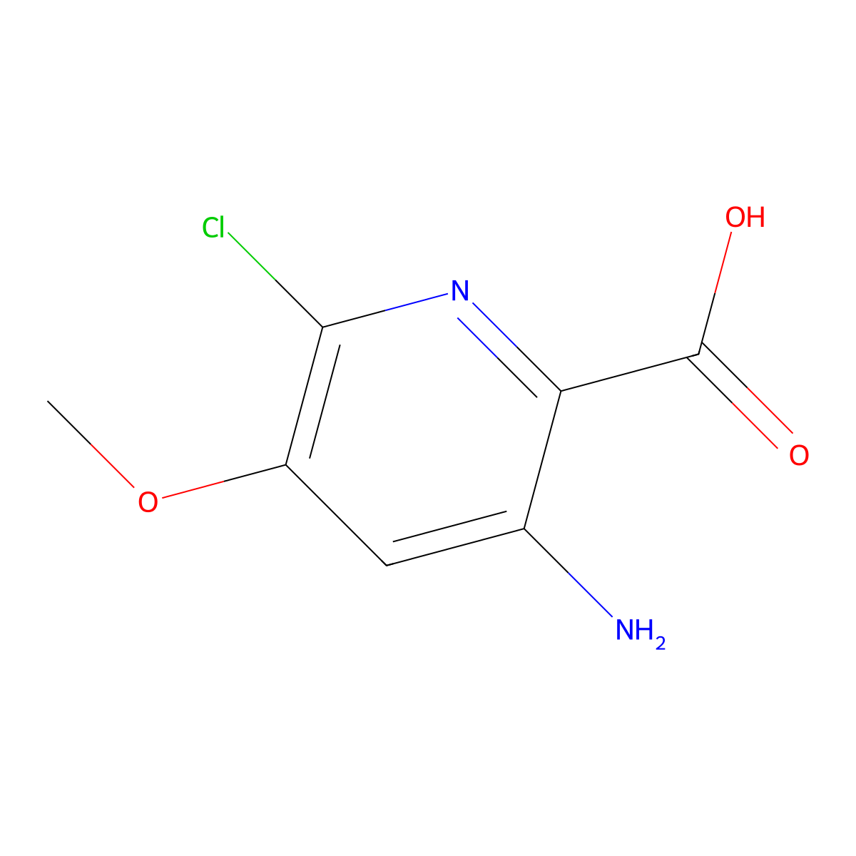 3-Amino-6-chloro-5-methoxy-pyridine-2-carboxylic acid molecular structure, CAS 1352882-30-4