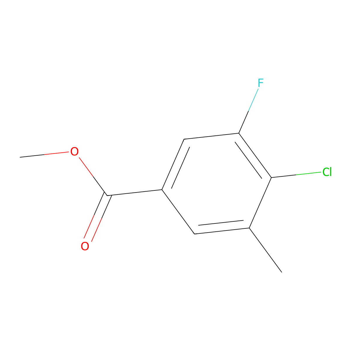 Methyl 4-chloro-3-fluoro-5-methylbenzoate molecular structure, CAS 1352882-45-1