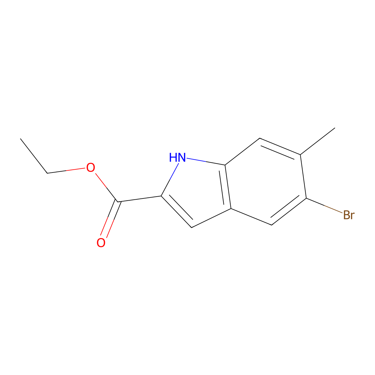 Ethyl 5-bromo-6-methyl-1H-indole-2-carboxylate molecular structure, CAS 1352885-01-8