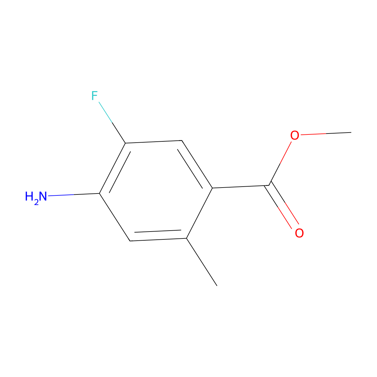 Methyl 4-amino-5-fluoro-2-methylbenzoate molecular structure, CAS 1352887-75-2