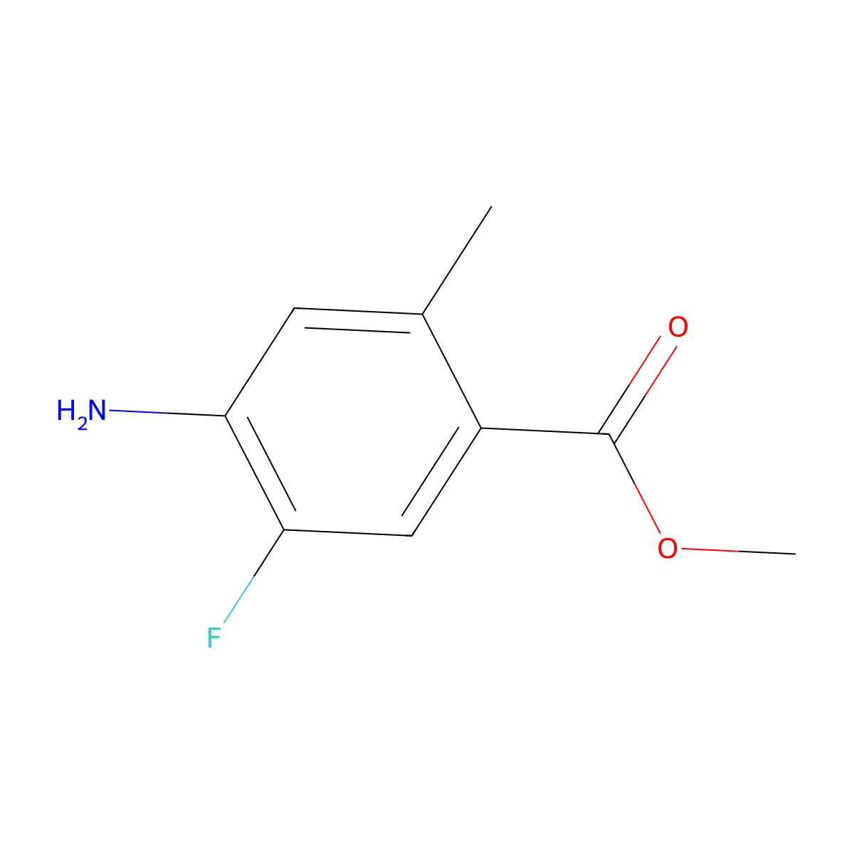 Methyl 4-amino-5-fluoro-2-methylbenzoate molecular structure, CAS 1352887-75-2