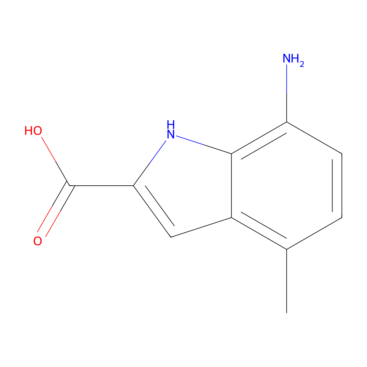 7-Amino-4-methyl-1H-indole-2-carboxylic acid molecular structure, CAS 1352889-31-6