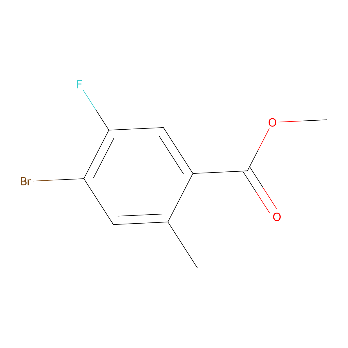 Methyl 4-bromo-5-fluoro-2-methylbenzoate molecular structure, CAS 1352889-89-4