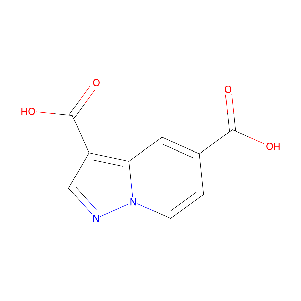 Pyrazolo[1,5-a]pyridine-3,5-dicarboxylic acid molecular structure, CAS 1352892-43-3