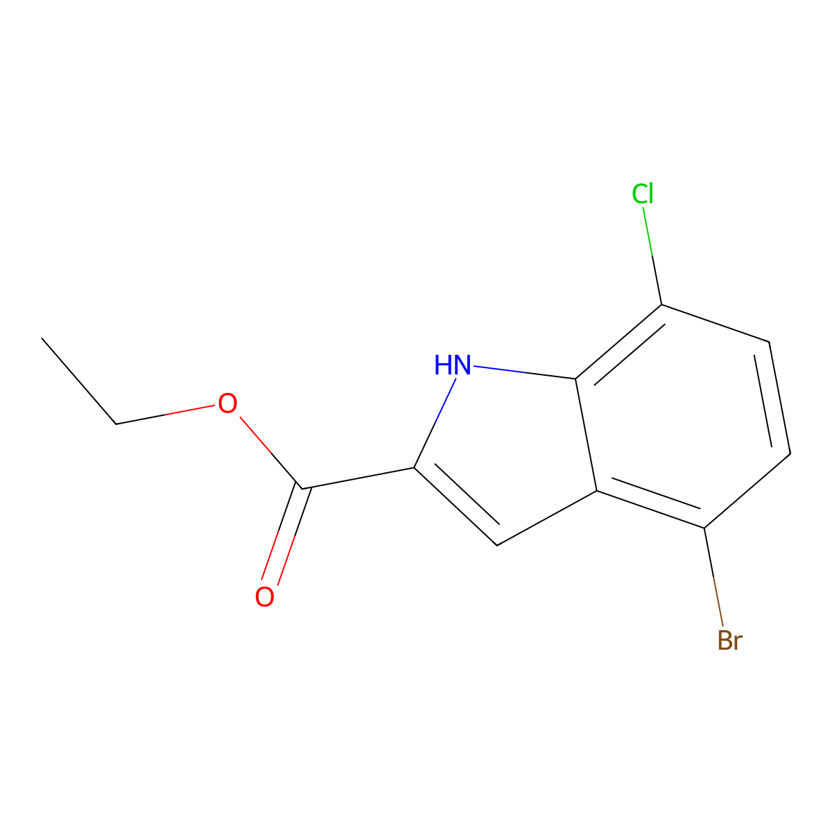 ethyl 4-bromo-7-chloro-1H-indole-2-carboxylate molecular structure, CAS 1352894-66-6