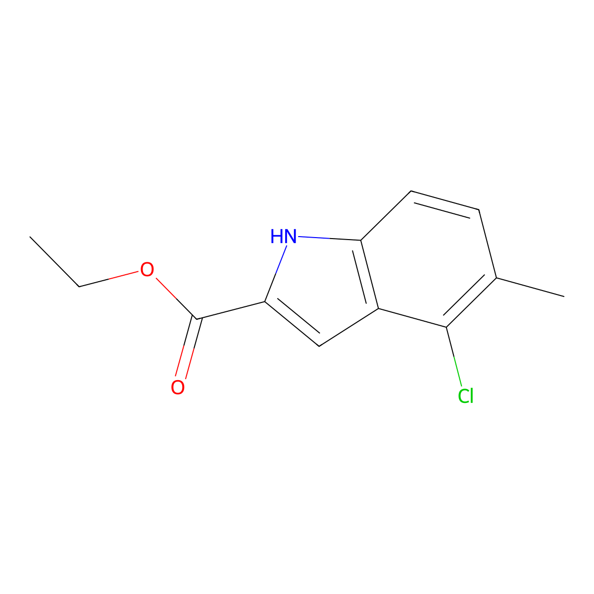 Ethyl 4-chloro-5-methyl-1H-indole-2-carboxylate molecular structure, CAS 1352895-12-5