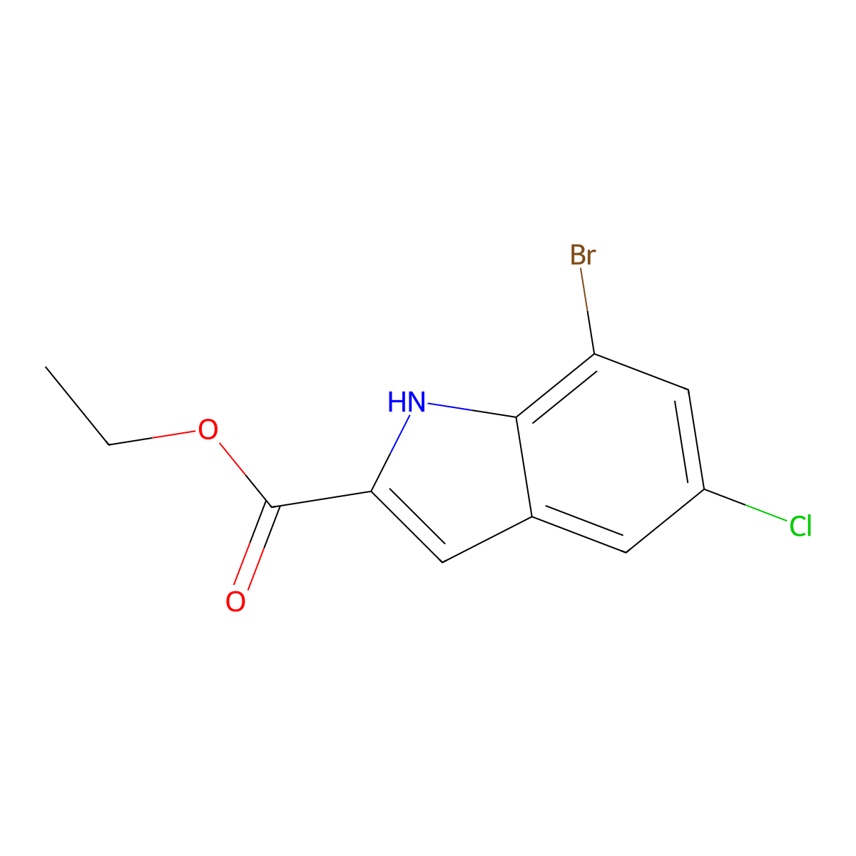 Ethyl 7-bromo-5-chloro-1H-indole-2-carboxylate molecular structure, CAS 1352896-41-3