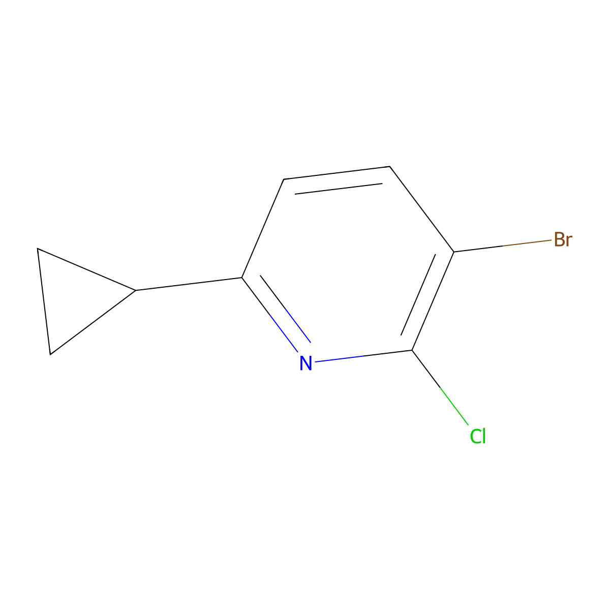 3-Bromo-2-chloro-6-cyclopropylpyridine molecular structure, CAS 1352898-92-0