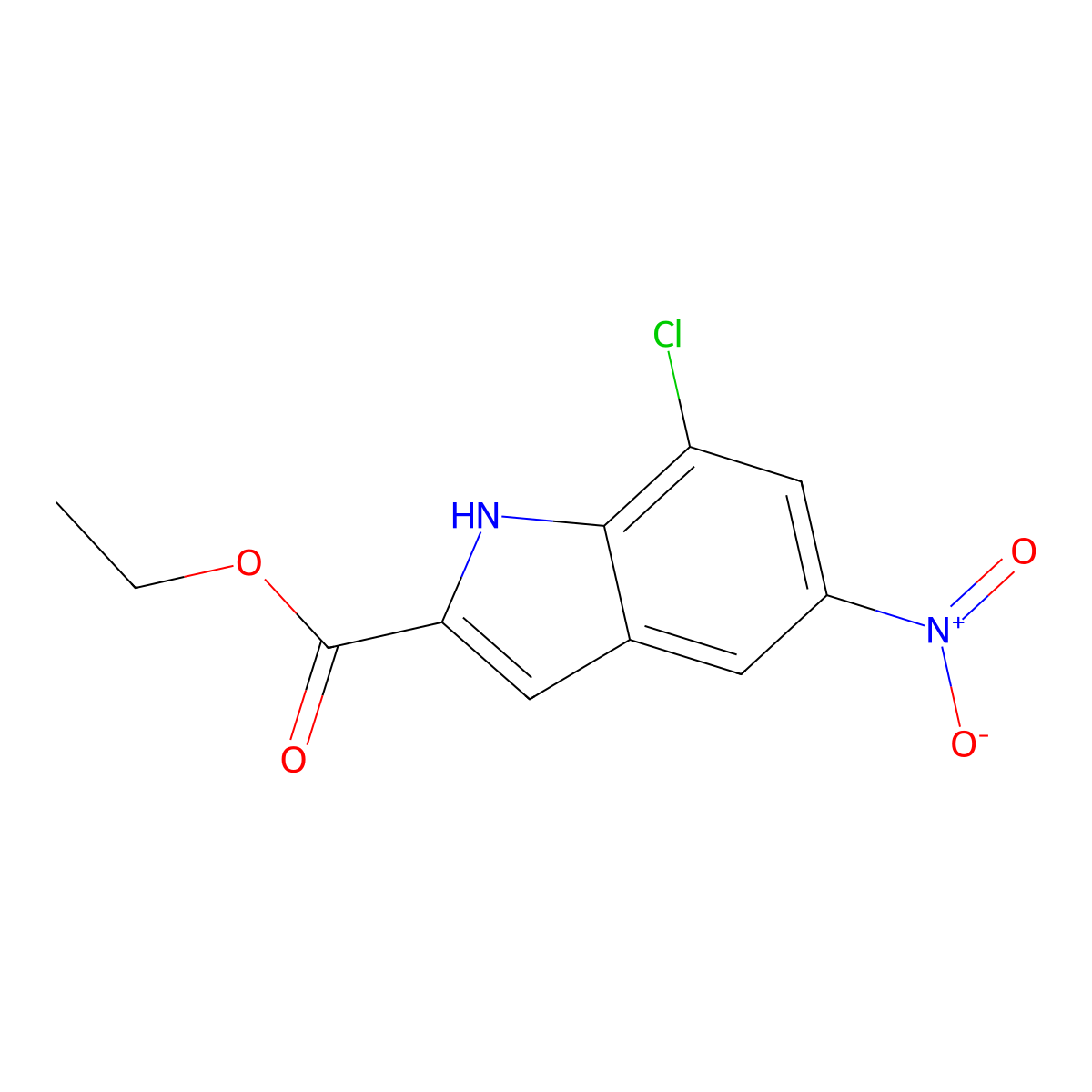 ethyl 7-chloro-5-nitro-1H-indole-2-carboxylate molecular structure, CAS 1352899-64-9