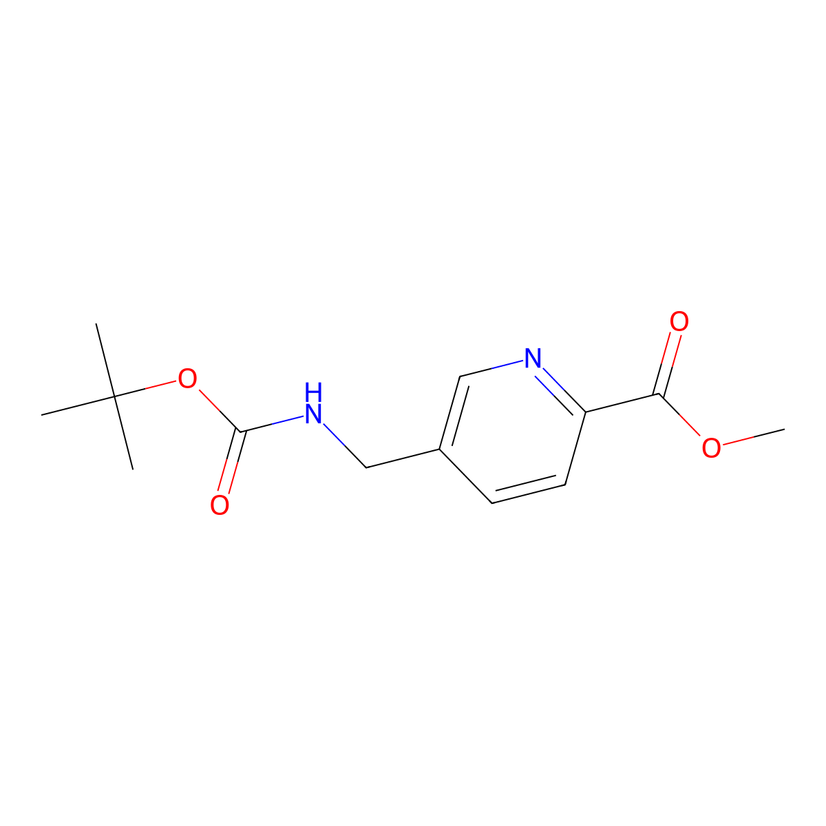 Methyl 5-[[(2-methylpropan-2-yl)oxycarbonylamino]methyl]pyridine-2-carboxylate molecular structure, CAS 1352901-91-7