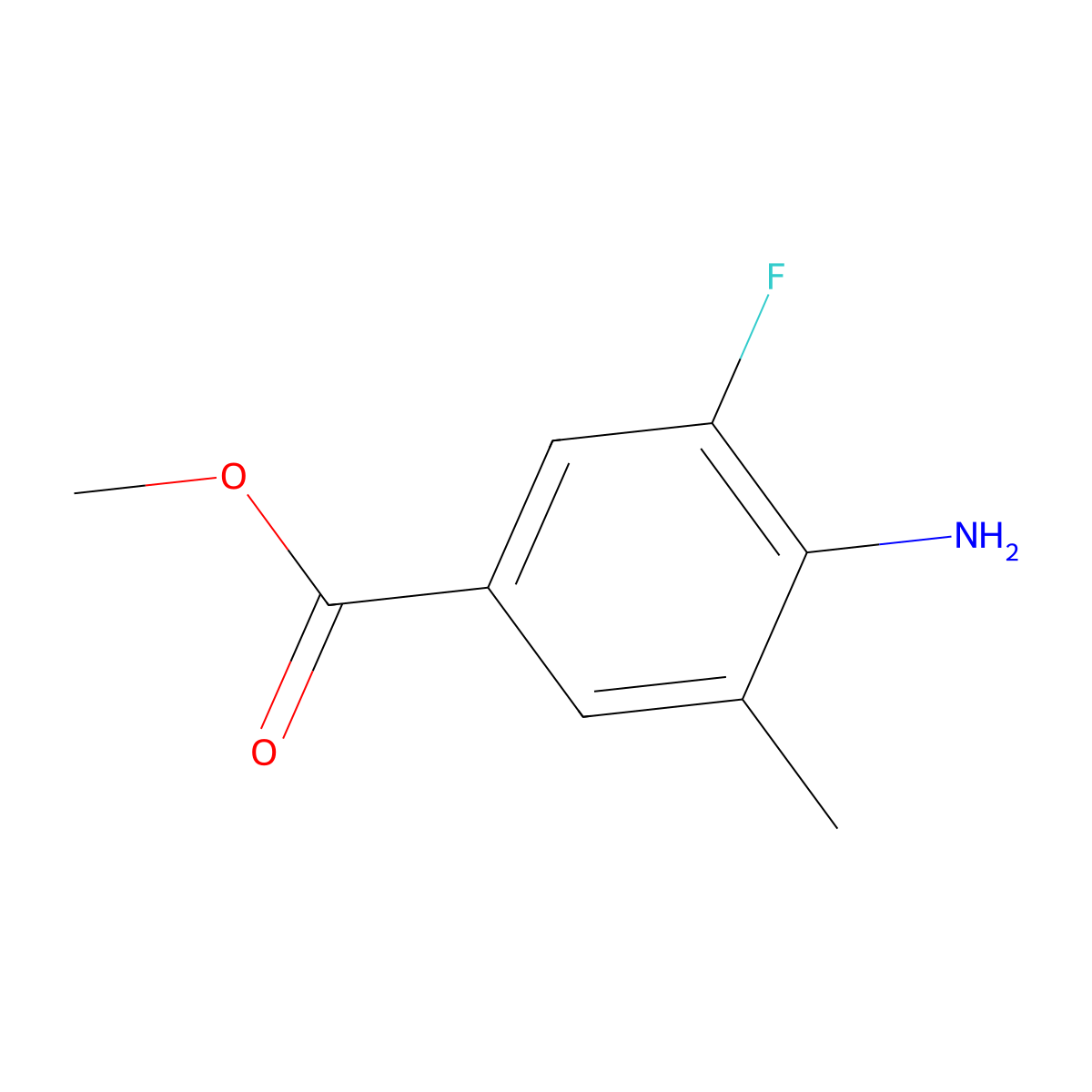 Methyl 4-amino-3-fluoro-5-methylbenzoate molecular structure, CAS 1352904-38-1