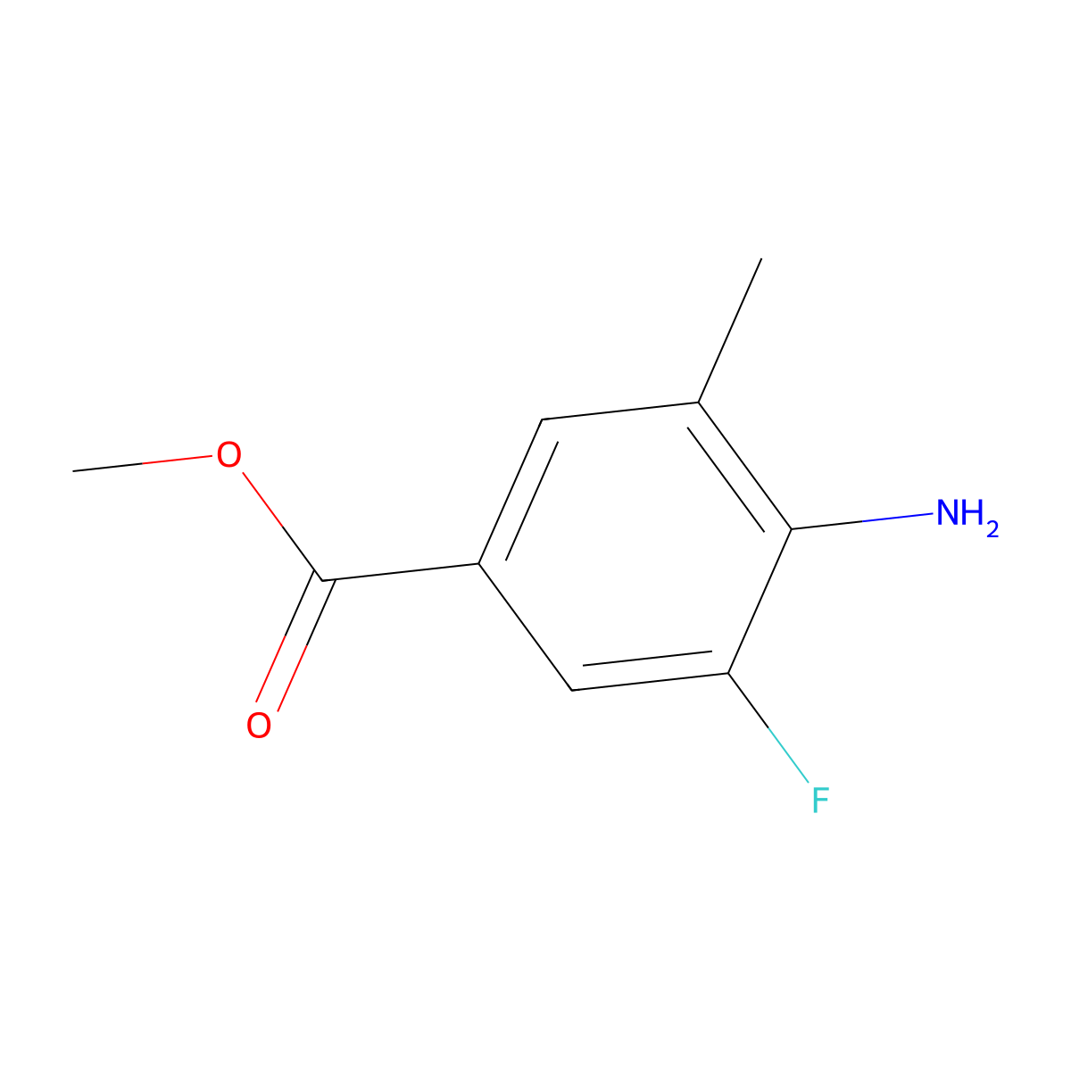 Methyl 4-amino-3-fluoro-5-methylbenzoate molecular structure, CAS 1352904-38-1