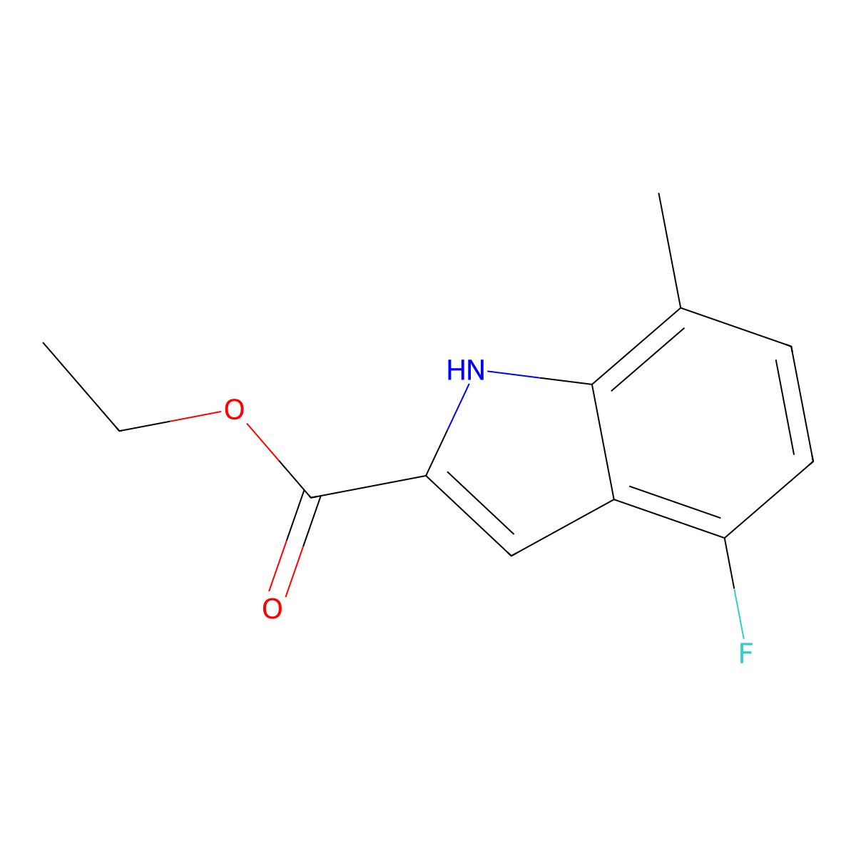 Ethyl 4-fluoro-7-methyl-1H-indole-2-carboxylate molecular structure, CAS 1352906-36-5