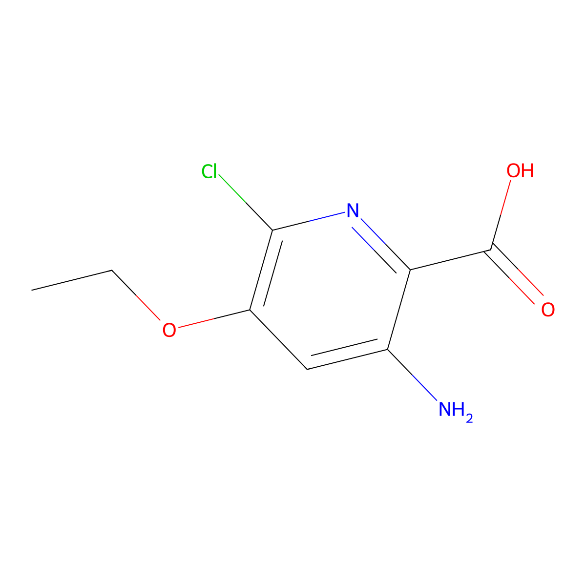 3-Amino-6-chloro-5-ethoxy-pyridine-2-carboxylic acid molecular structure, CAS 1352907-85-7